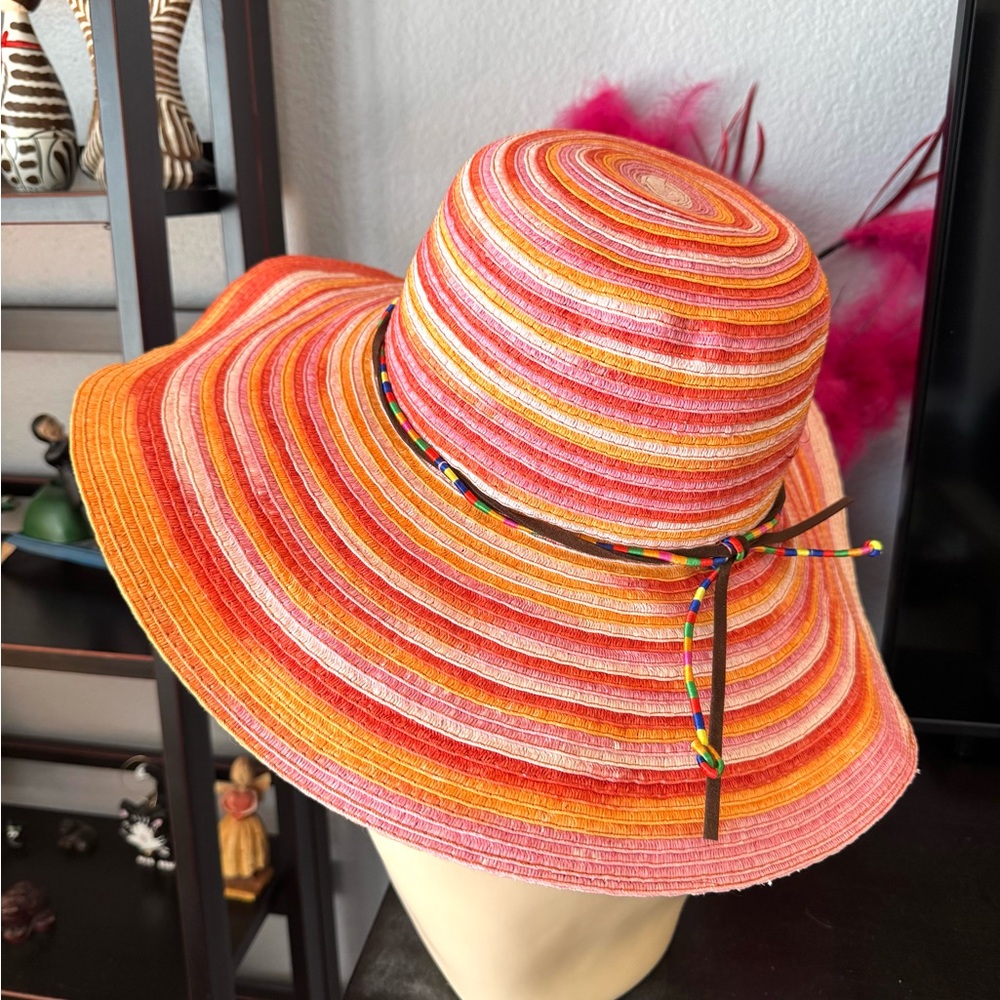 Joe Boxer Colorful Striped Sun Hat - Orange Sunset - Picture 6 of 8